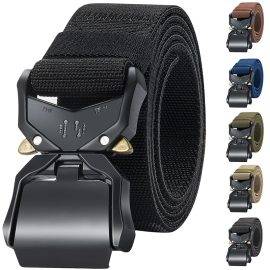 Men’s tactical quick release buckle belt, military hiking rig nylon net work belt