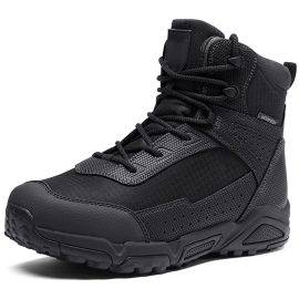 Tactical Boots With Zipper – Men’s Lightweight Tactical Boots – Breathable Military Tactical Work Boots With Side Zipper – Toe Reinforced Military Boots