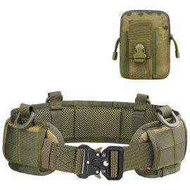 Tactical Combat Belt Set,Molle Belt, Shooting Hunting Belt, With Metal Quick Release Buckle, Includes Tactical Molle Bag